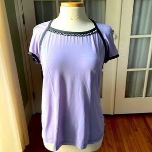 Lululemon s/s top. Size 10. Light purple with black accents.